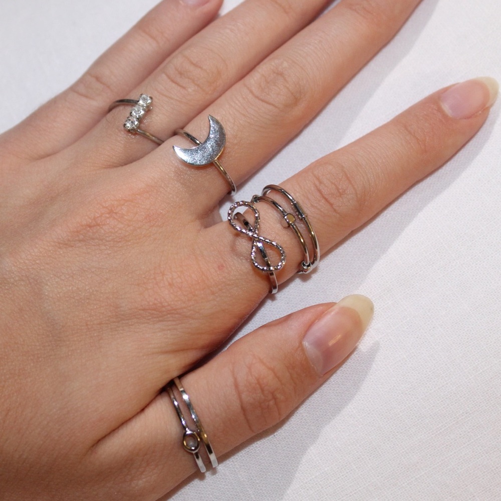 Silver Stacking Rings Set